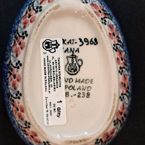 Polish Pottery Floral Egg Trinket Box Boleslawiec Hand Painted 1 QTY 5 - Picture 6 of 8